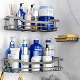 OMAIRA 3 - Pack Shower Caddy with Soap Holder, Adhesive Rustproof No - drill Strudy Loading Inside Shower Organizer Shelves Rack Storage Bathroom Organization for Smooth Wall Glass Tile, Black (Large) - Homesidy.com