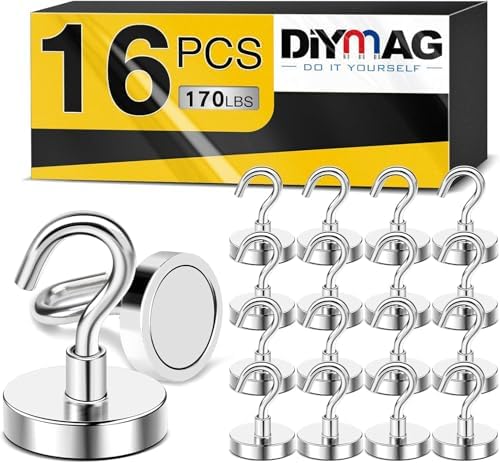 DIYMAG Garage Storage Hooks 6 Pack, 30lbs 2025 Cruise Cabin Ship Essentials N52 Magnetic Hook Heavy Duty Strong Wall Mount Magnets Fridge for Classroom Wall Mount Kitchen Grills Silver - Homesidy.com