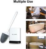 Sellemer Toilet Brush and Holder Set - Flexible Toilet Bowl Brush Head with Silicone Bristles, Compact Size for Storage and Organization, Ventilation Slots Base (1 Pack, Silver) - Homesidy.com