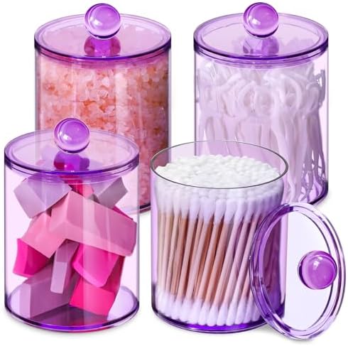 XIPENGKEJI 2 Pack Qtip Holder,Canister Apothecary Jar Set, Bathroom Jars with Lids Set for Cotton Swabs, Balls, Pads, Floss Picks,10oz - 12oz Plastic Canisters Restroom Bedroom Vanity Organizer(Black) - Homesidy.com