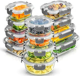 JoyJolt 24pc Borosilicate Glass Storage Containers with Lids | 12 Airtight/Freezer Safe Food Storage Containers for Pantry and Kitchen | Meal Prep Container for Lunch | Glass Tupperware Set - Homesidy.com