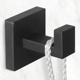 IBosins 4 Pack Towel Hooks Hand Towel Holder for Bathroom Wall Livingroom Bedroom Kitchen Closet Heavy Duty Stainless Steel Hook Hanger for Robe, Bath Towel, Coat (Square Matte Black) - Homesidy.com