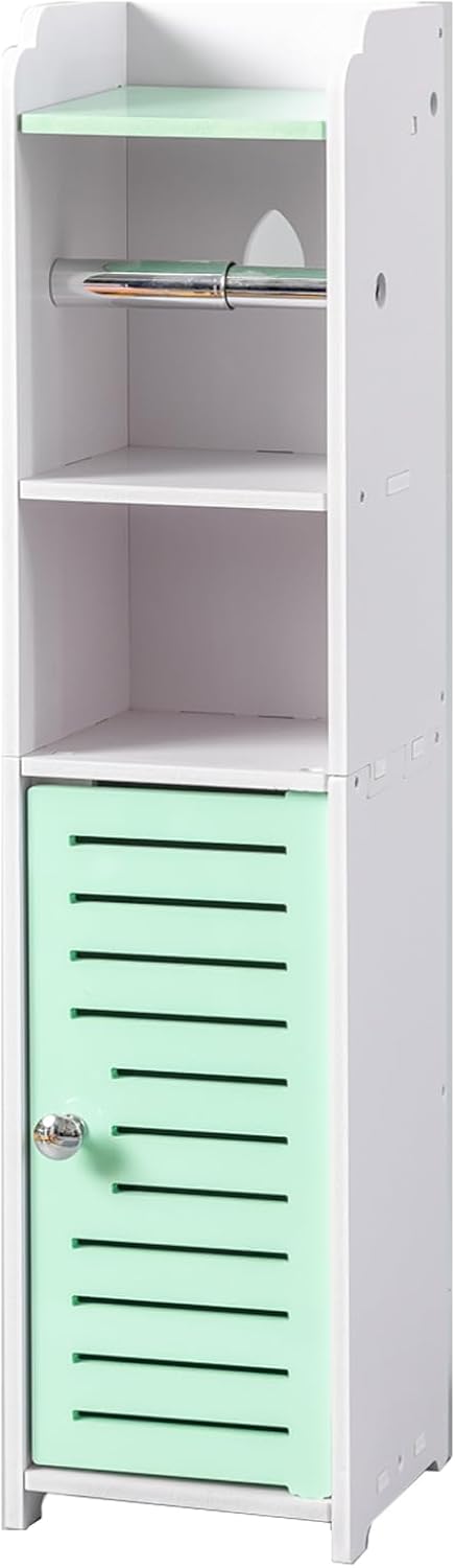 AOJEZOR Toilet Paper Holder Stand: No Drill PVC Small Bathroom Cabinet for Apartment Dwellers - Rental Deposit Protection - Small Space Storage Saving - Homesidy.com