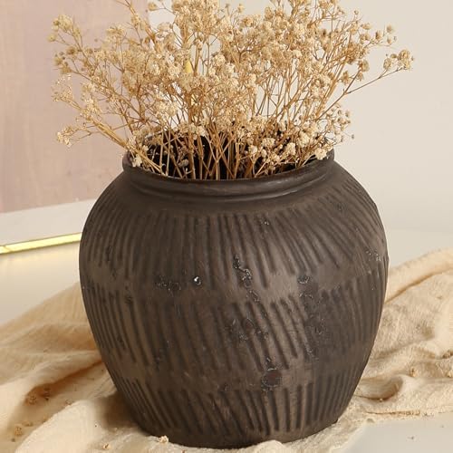 Rustic Vases for Home Decor. Ceramic Vase for Dining Table Decor. Terracotta Decorative Vase 6.1IN. ZSHLXM - Homesidy.com