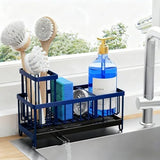 Cisily Black Sponge Holder for Kitchen Sink, Sink Caddy Organizer with High Brush Holder, Kitchen Countertop Organizers and Storage Essentials, Rustproof 304 Stainless Steel, Soap Dispenser Organize - Homesidy.com