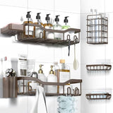 NESOMI Shower Caddy Adhesive Shower Organizer 7 - Pack, Rustproof Stainless Steel Bathroom Shelves, Large Capacity No - Drill Rack Storage Accessories with Soap Dish Toothbrush Holder &amp;24 Hooks Home Decor - Homesidy.com