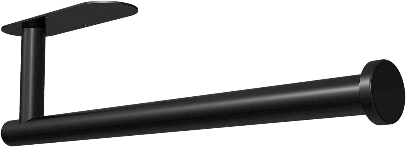 DEKAVA Paper Towel Holder Under Cabinet Wall Mount for Kitchen Towel, Self - Adhesive Bar, Rack, SUS304 Stainless Steel 13 inch (BlackA, 1) - Homesidy.com