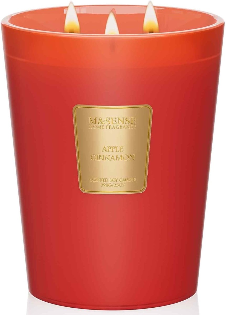 M&amp;SENSE Extra Large Candle Creamy Vanilla Scented, 3 - Wick 35oz 150H Long Lasting, Natural Soy Wax Aromatherapy Candle for Stress Relief, Home Fragrance Fall Winter Christmas Thanksgiving Gifts - Homesidy.com