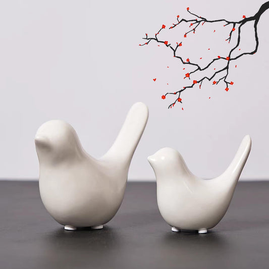 GJFASGF Small Animal Statues, White Bird Figurines Home Decor, Modern Home Decorative, Ceramic Decor for Office Desktop, Bookshelf, Bedroom, Living Room, Cabinets (White 2 Pcs) - Homesidy.com