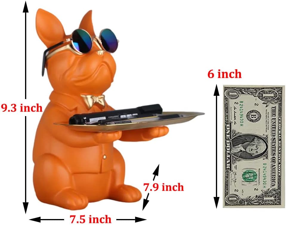 French Bulldog Gifts Statue Tray Organizer for Keys, Candy, Jewelry, Earrings, Entrance Piggy Bank - Modern Decor Resin French Bulldog Decor Entryway Table, Coffee Table, Office Desk, Home Decor - Homesidy.com