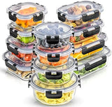 JoyJolt 24pc Borosilicate Glass Storage Containers with Lids | 12 Airtight/Freezer Safe Food Storage Containers for Pantry and Kitchen | Meal Prep Container for Lunch | Glass Tupperware Set - Homesidy.com