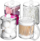 XIPENGKEJI 2 Pack Qtip Holder,Canister Apothecary Jar Set, Bathroom Jars with Lids Set for Cotton Swabs, Balls, Pads, Floss Picks,10oz - 12oz Plastic Canisters Restroom Bedroom Vanity Organizer(Black) - Homesidy.com