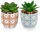 Karlliu Artificial Plants Cute Colourful Succulents in Ceramic Planter Fake Plant Flowers Potted for Home Living Room Office Desk Decor Bathroom Bedroom Indoor Decoration - Homesidy.com