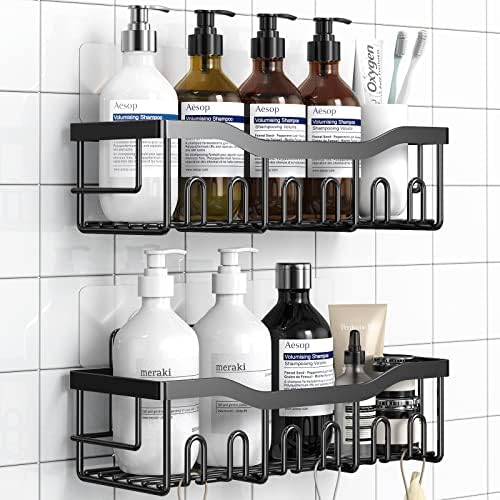 EUDELE 5 - Pack Rustproof Stainless Steel Shower Caddy Set– No Drill Adhesive Bathroom Organizer, Space - Saving Shower Shelves for Apartment Essentials, Bathroom/Kitchen Storage Home Decor - L Size - Homesidy.com