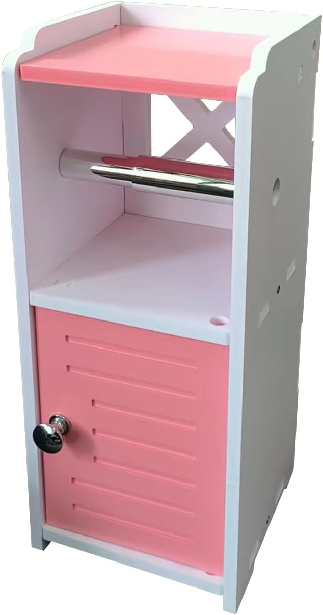 AOJEZOR Toilet Paper Holder Stand: No Drill PVC Small Bathroom Cabinet for Apartment Dwellers - Rental Deposit Protection - Small Space Storage Saving - Homesidy.com