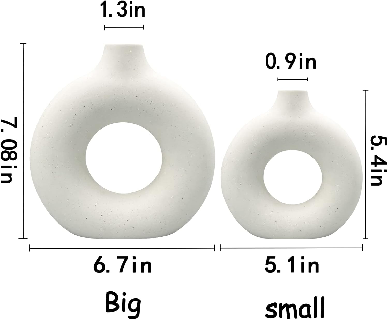 Ceramic Vases Set of 2,Modern Vases for Home Decor, White Boho Style for Living Room Kitchen Mantle Bedroom Dining Table Office Farmhouse Decorative Design - Homesidy.com