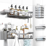 NESOMI Shower Caddy Adhesive Shower Organizer 7 - Pack, Rustproof Stainless Steel Bathroom Shelves, Large Capacity No - Drill Rack Storage Accessories with Soap Dish Toothbrush Holder &amp;24 Hooks Home Decor - Homesidy.com