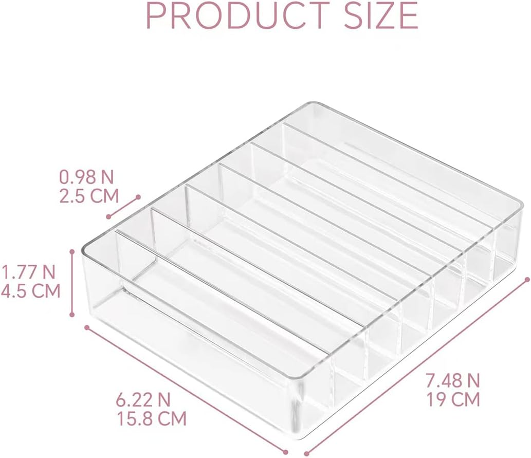 WECHENG Makeup Organizer for Eyeshadow Palette and Lipstick Organizer, 7 Section Divided Makeup Palette Organizer for Vanity Drawer Countertop Modern Cosmetics Storage(7.48&34; x 6.22&34; x 1.77&34;) - Homesidy.com