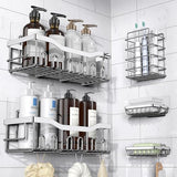 EUDELE Adhesive Shower Caddy, 5 Pack Rustproof Stainless Steel Bath Organizers With Large Capacity, No Drilling Shelves for Bathroom Storage &amp; Home Decor - Homesidy.com