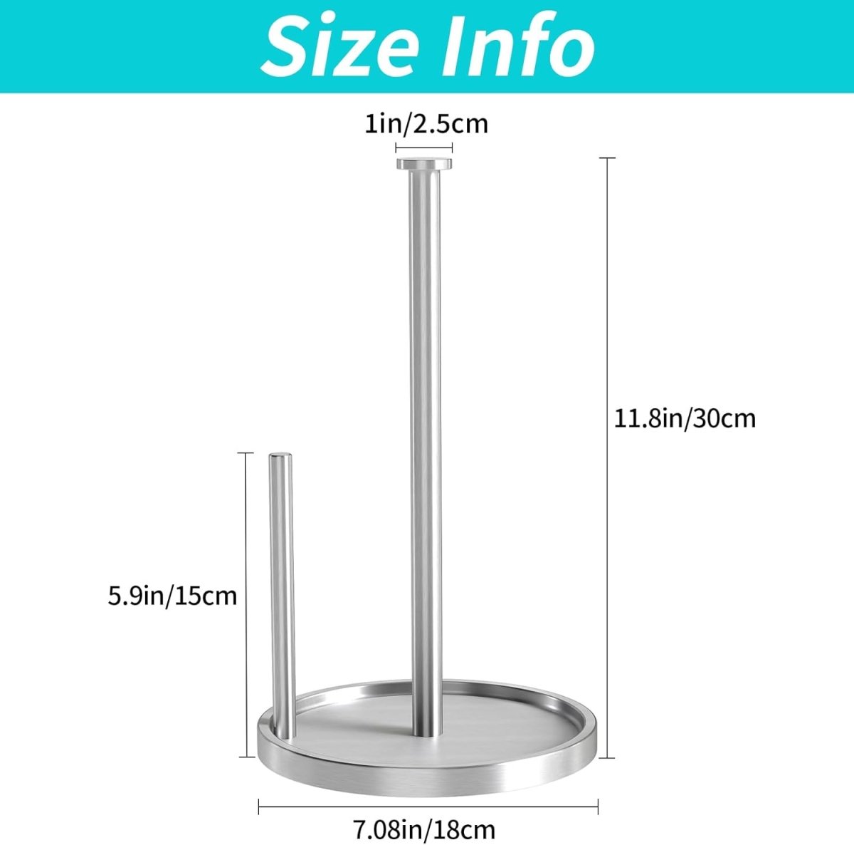 Paper Towel Holder Countertop, Standing Paper Roll Holder with Anti Slip Weighted Base, Stainless Steel Freestanding Paper Towel Holder for Kitchen, Black - Homesidy.com