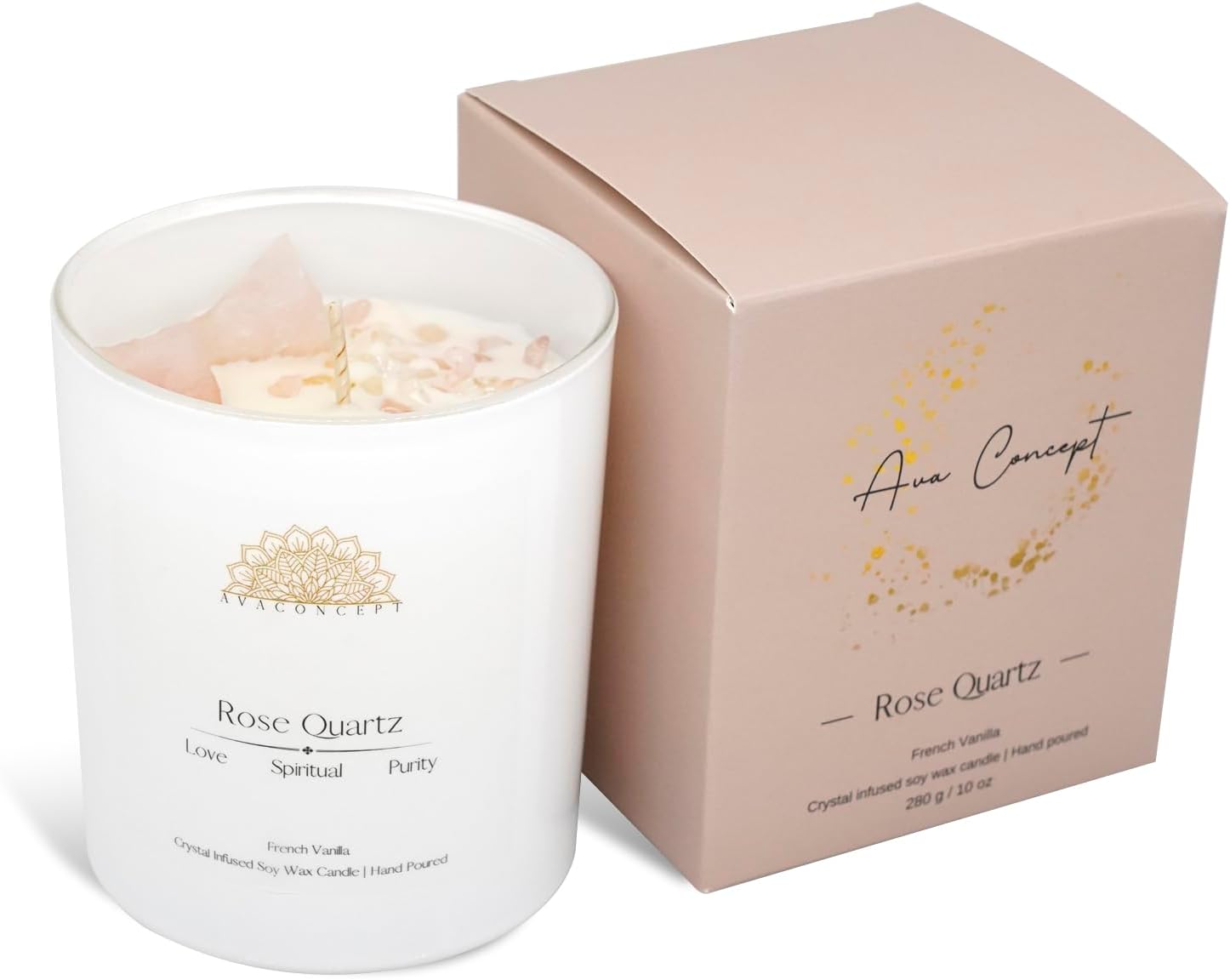 ava concept - Soy Candles with Crystals - Aromatherapy Scented Candle for Women - Lavender Vanilla Gift Set - Small Wax Melts - 3 Pack 3.5oz - Homesidy.com