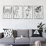 Glamativity 4 Pack Gold Wall Art Decor, Minimalist Single Line Real Metal Wall Art, Womans Body Shape Abstract Wall Art (Gold Classic Style, 17 x 11.8) - Homesidy.com