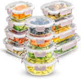JoyJolt 24pc Borosilicate Glass Storage Containers with Lids | 12 Airtight/Freezer Safe Food Storage Containers for Pantry and Kitchen | Meal Prep Container for Lunch | Glass Tupperware Set - Homesidy.com