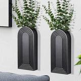 Dnnnii 2 Pack Wooden Wall Vase Set - Brown Finish Modern Farmhouse &amp; Boho Wall Decor for Entryway, Hallway, Bathroom, Living Room, Dining Room, Narrow Spaces - Homesidy.com