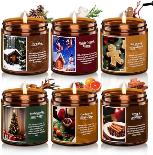 Christmas Candle Set, 6 Pack Candles for Home Scented, Aromatherapy Jar Candle Gifts for Women, Natural Soy Wax Long Lasting Glass Candle Set, Scented Candles for Christmas, Birthday, Thanksgiving Day - Homesidy.com