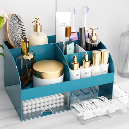 Makeup Organizer with Drawers, Cosmetic Storage for Dresser Vanity and Bathroom Countertop, Beauty Holder for Lipstick Brush, Skincare Organizer for Vanity, Cosmetic Display Case (White) - Homesidy.com