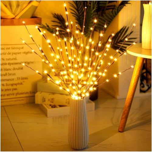 DK177 2 Pack Led Branch Light Battery Operated Lighted Branch Vase Filler Willow Tree Artificial Little Twig Power Brown 30 Inch 20 LED for Home Romantic Decoration, Warm White - Homesidy.com
