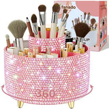 fanado 360° Rotate Makeup Brush Holder Organizer, Makeup Organizers Countertop, Makeup organization and Skincare Storage for Vanity, Desktop, Bathroom (White) - Homesidy.com