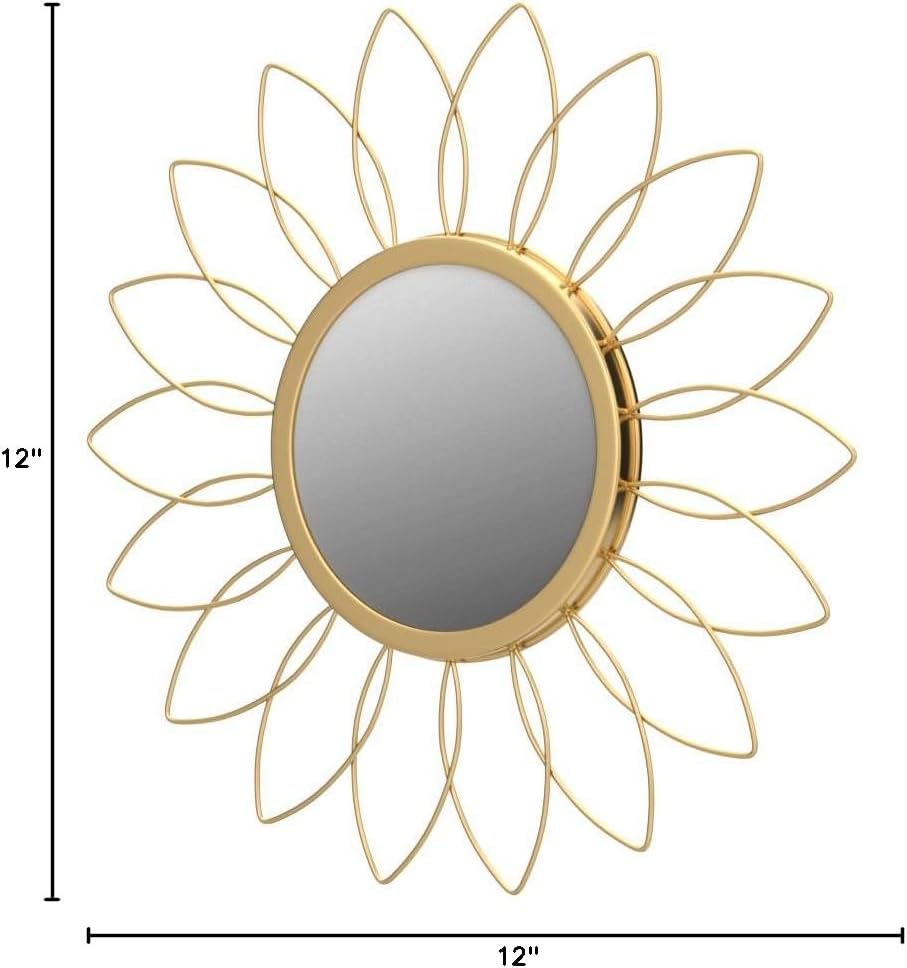 3 Pack Metal Mirrors for Wall Sunburst Wall Mirrors Home Décor Decorative Hanging Wall Art for Living Room Bedroom Entryway (Gold, Flower Sunburst) - Homesidy.com