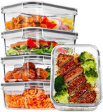 Vtopmart 5Pack 22oz Glass Storage Containers with Lids, Glass Meal Prep Food Container Sets with Snap Airtight Lids for Microwave, Oven, Freezer and Dishwasher, Grey - Homesidy.com