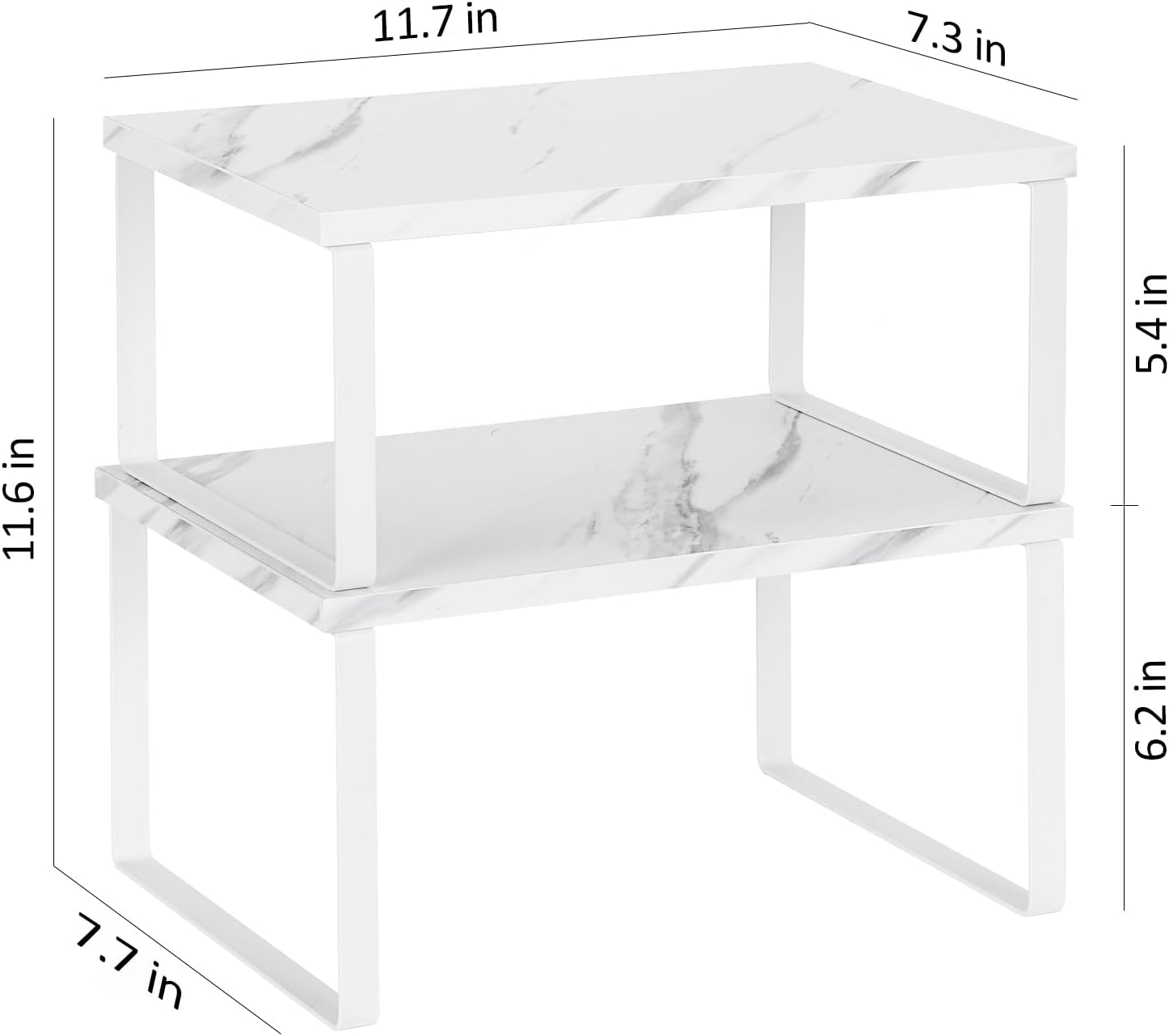 NEX Bamboo Kitchen Cabinet and Counter Shelf Organizer, Stackable &amp; Expandable, Set of 4, White and Natural - Homesidy.com