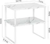 NEX Bamboo Kitchen Cabinet and Counter Shelf Organizer, Stackable &amp; Expandable, Set of 4, White and Natural - Homesidy.com