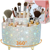 fanado 360° Rotate Makeup Brush Holder Organizer, Makeup Organizers Countertop, Makeup organization and Skincare Storage for Vanity, Desktop, Bathroom (White) - Homesidy.com
