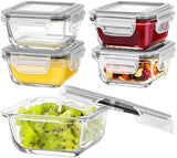 Vtopmart 5Pack 22oz Glass Storage Containers with Lids, Glass Meal Prep Food Container Sets with Snap Airtight Lids for Microwave, Oven, Freezer and Dishwasher, Grey - Homesidy.com