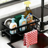 Lotgnimry Sponge Holder for Kitchen, Sink Caddy Organizer Rack for Kitchen Accessories, Soap Dispenser Countertop Organizer Essentials for Home (Black) - Homesidy.com