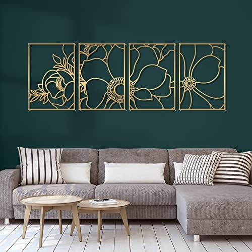 Glamativity 4 Pack Gold Wall Art Decor, Minimalist Single Line Real Metal Wall Art, Womans Body Shape Abstract Wall Art (Gold Classic Style, 17 x 11.8) - Homesidy.com