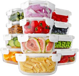 HOMBERKING 24pc Borosilicate Glass Food Storage Containers with Lids, Glass Meal Prep Containers with Leak Proof Snap Lock Lids, Airtight Bento Lunch Boxes, Kitchen Storage (12 lids &amp; 12 Containers) - Homesidy.com