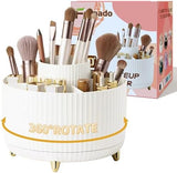fanado 360° Rotate Makeup Brush Holder Organizer, Makeup Organizers Countertop, Makeup organization and Skincare Storage for Vanity, Desktop, Bathroom (White) - Homesidy.com