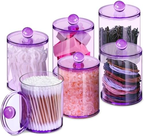 XIPENGKEJI 2 Pack Qtip Holder,Canister Apothecary Jar Set, Bathroom Jars with Lids Set for Cotton Swabs, Balls, Pads, Floss Picks,10oz - 12oz Plastic Canisters Restroom Bedroom Vanity Organizer(Black) - Homesidy.com