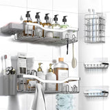NESOMI Shower Caddy Adhesive Shower Organizer 7 - Pack, Rustproof Stainless Steel Bathroom Shelves, Large Capacity No - Drill Rack Storage Accessories with Soap Dish Toothbrush Holder &amp;24 Hooks Home Decor - Homesidy.com