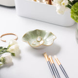 Mecaikru Ceramic Trinket Dish, Ring Tray, Decorative Jewelry Dish for Earrings Necklaces Watch Keys, for Women, White Green - Homesidy.com