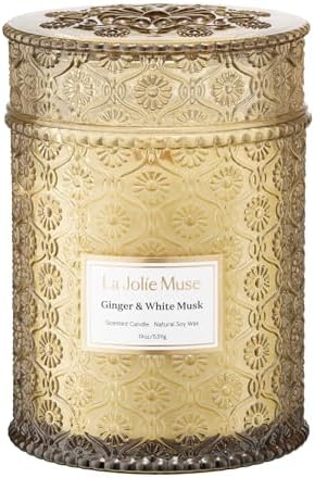 LA JOLIE MUSE Sahara Amber Candle – Bergamot, Clove &amp; Amber | 12 oz Large 2 - Wick Soy Wax Candle | 60 Hours Clean Burn | Gift - Ready for Hosts &amp; Gatherings | Elegant Home Décor - Homesidy.com