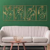 Glamativity 4 Pack Gold Wall Art Decor, Minimalist Single Line Real Metal Wall Art, Womans Body Shape Abstract Wall Art (Gold Classic Style, 17 x 11.8) - Homesidy.com