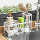 Cisily Kitchen Sink Caddy Organzier with High Brush Holder, Sponge Holder for Sink, 304 Rustproof Stainless, Kitchen Countertop Soap Dispenser Organizer, Kitchen Decor and Accessories - Homesidy.com