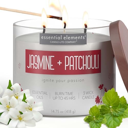 Candle - lite Essential Elements Scented Candles, Eucalyptus &amp; Mint Leaf, 14.75 oz Jar, Proudly Poured in The USA, Aromatherapy, 3 - Wick with 45 Hours Burn Time, Perfect for Creating a Relaxing Ambiance - Homesidy.com