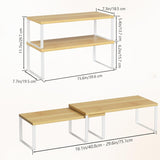 NEX Bamboo Kitchen Cabinet and Counter Shelf Organizer, Stackable &amp; Expandable, Set of 4, White and Natural - Homesidy.com
